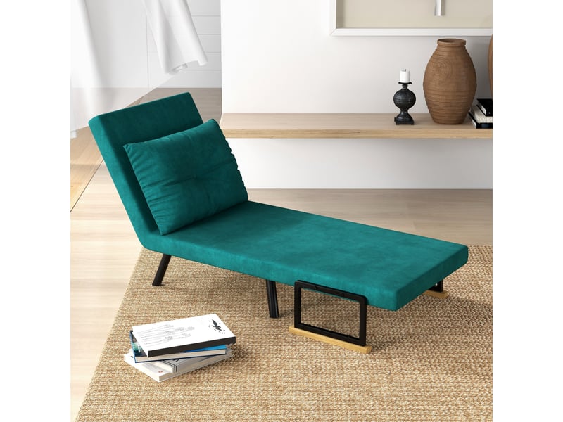 Fauteuil convertible 1 place fauteuil-lit chauffeuse 3 en 1, tissu aspect velours, 63x73x81cm, vert - Conforama D
