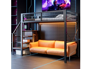 Lit mezzanine 90x200 cm <strong>MODENUIT </strong>  <strong></strong> coloris noir