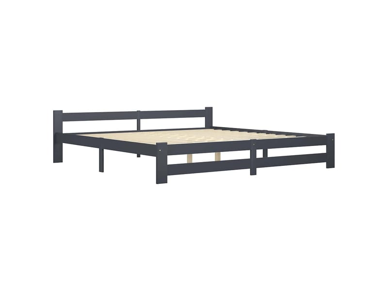  Lit double- lit adulte -  cadre de lit sans matelas gris foncé pin massif 200x200 cm  - Conforama B