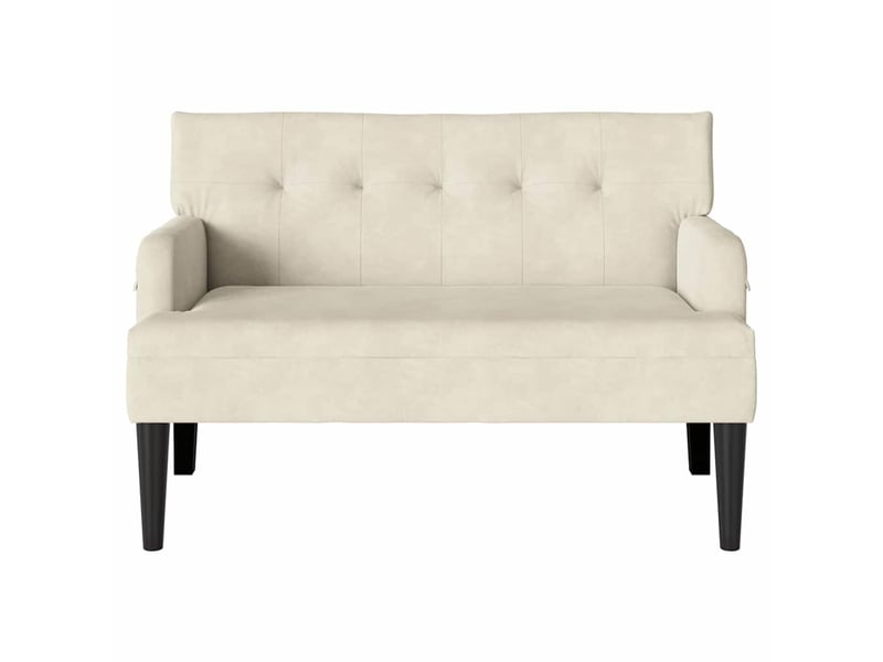 Banc chambre, banc de lit chesterfield crème 112x65,5x75 cm velours - Conforama D
