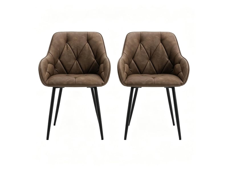  Fauteuil de salle à manger assise rembourrée siège dossier ergonomique design moderne accoudoirs intégrés ensemble de 2 fauteuils  - Conforama A