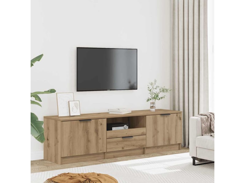  Meuble tv - banc tv - meuble de rangement chêne artisan 140x35x40 cm bois d'ingénierie  - Conforama B