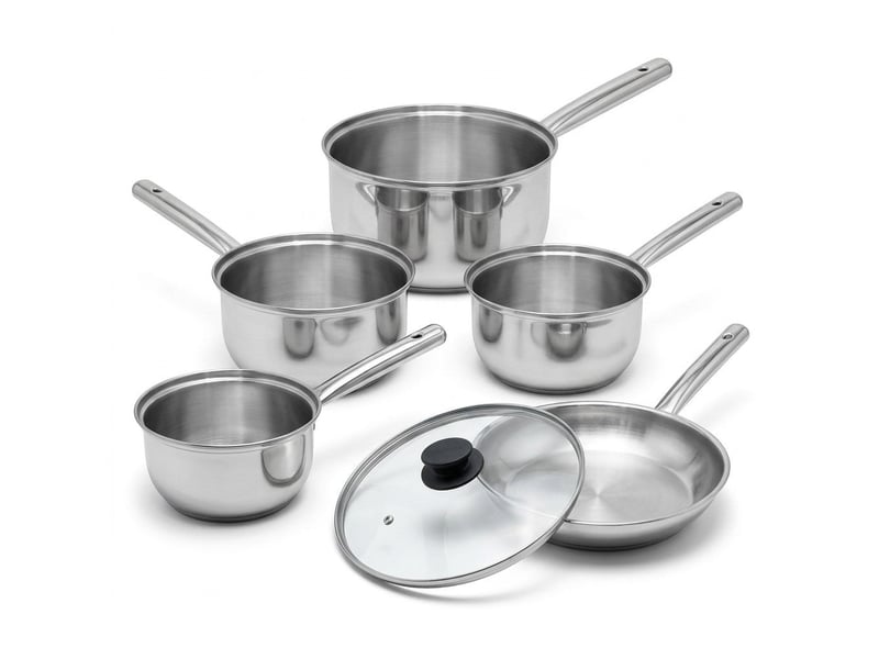  Lot de 4 casseroles en inox 16182022 cm et poêle avec couvercle 28 cm fackelmann rhona 9132950B88 - Conforama A