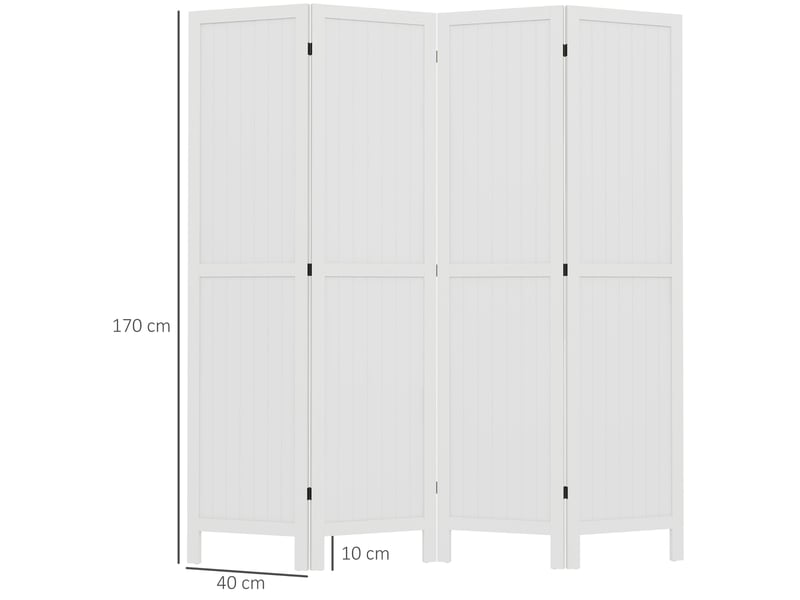  Paravent en bois séparateur de pièce closion intérieur pliable 4 panneaux en bois blanc 160 x 170 cm  - Conforama C
