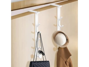 Crochets de porte 2 pièces x3 manteau sans percage, réglable 1.2-6.2 cm patère pour portes et armoire pour suspendre, blanc