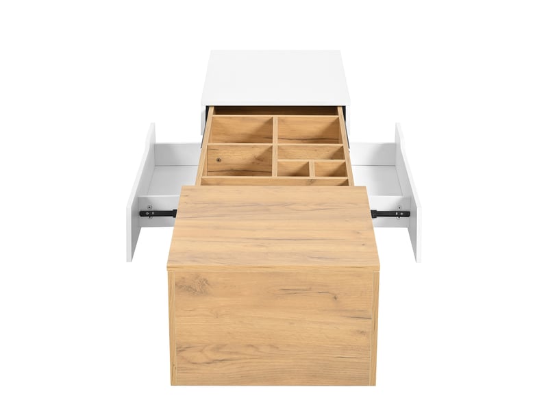 Table basse extensible avec tiroirs, design color block, meuble de salon multifonctionnel, table d’appoint - Conforama D