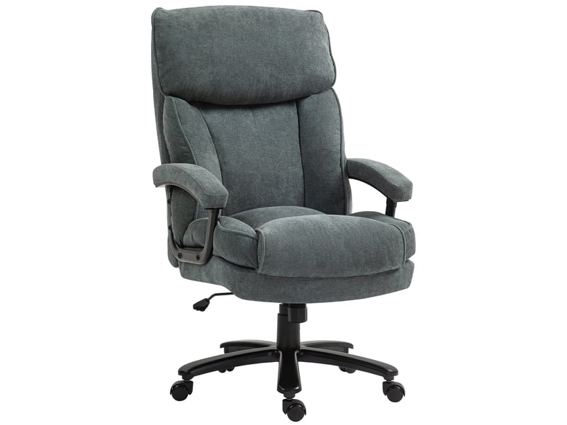  Fauteuil de bureau renforcé, capacité de 200 kg, pivotant et inclinable, en velours gris.  - Conforama B