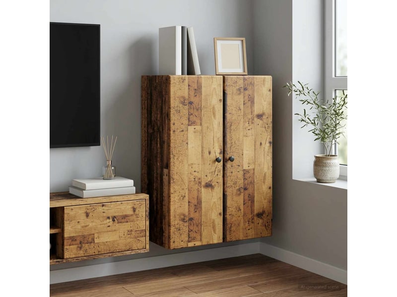  Armoire murale salon 66x34,5x90cm bois d'ingénierie bois ancien shl8865  - Conforama B