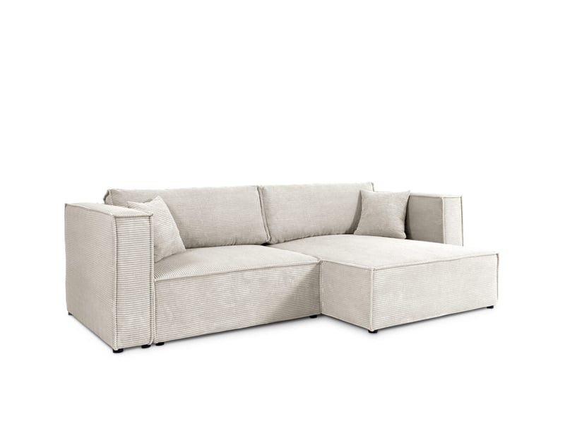 Canapé d'angle convertible en velours côtelé keymon beige (poso 100)  - Conforama B