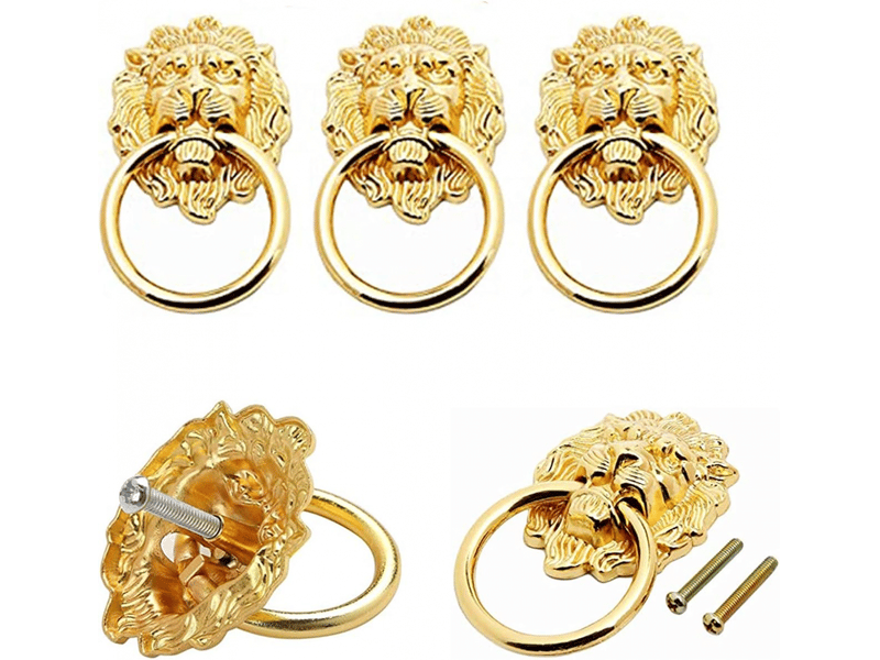  Poignées d'armoire à tête de lion, poignées de tiroir en bronze ancien à forme de lion, anneaux de tiroir à tête de lion, avec vis.  - Conforama B