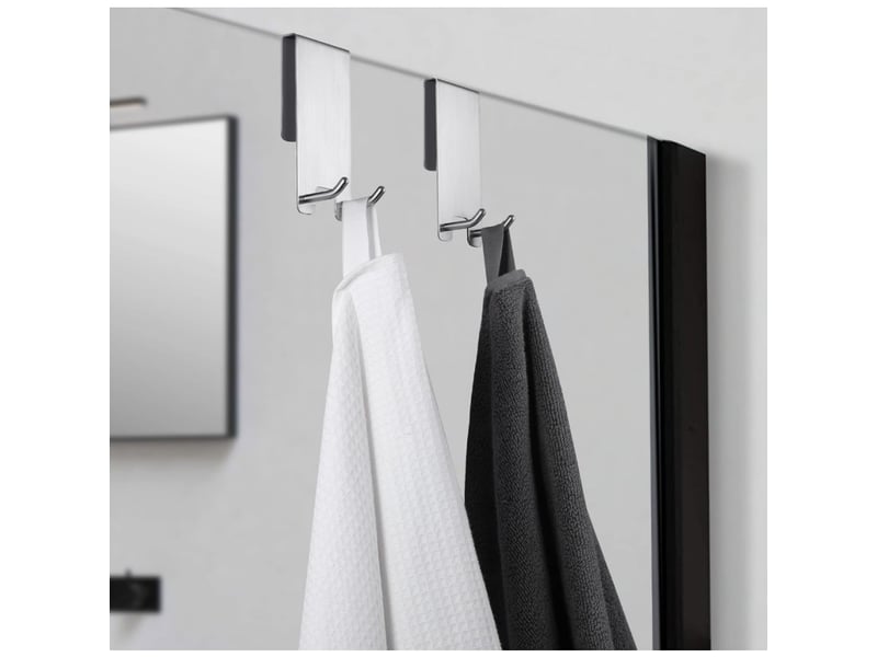  2 pièces crochet douche mural, porte serviette sans perçage, pour cabine de douche 6-12 mm d'épaisseur, acier inoxydable brossé  - Conforama B