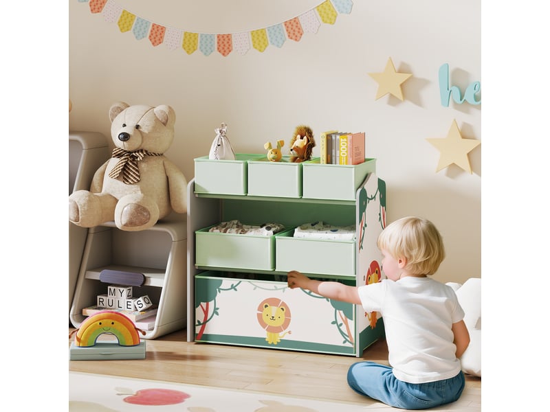  Meuble de rangement pour jouets d'enfants, 3 niveaux, vert  - Conforama C