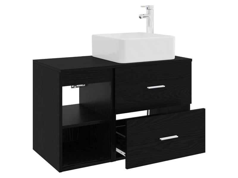  Ensemble de mobilier de salle de bain 2 pcs chêne noir shl8078  - Conforama D