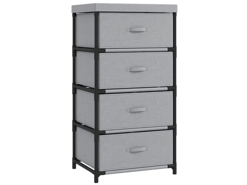  Commode avec structure en acier et 4 tiroirs, 42 x 32 x 80 cm, gris et noir  - Conforama A