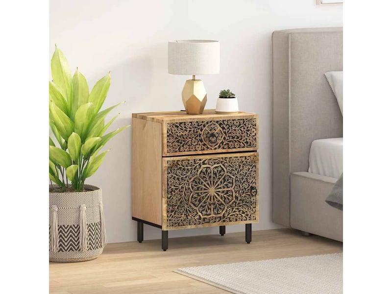  Table de chevet 50x33x60 cm bois de manguier massif  - Conforama C