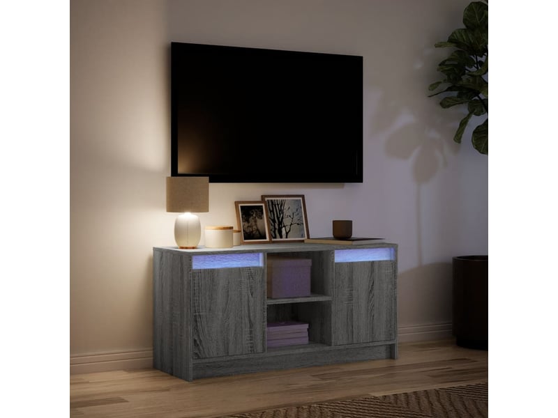 Meuble tv - banc tv - meuble de rangement avec led sonoma gris 100x34x50 cm bois d'ingénierie - Conforama E