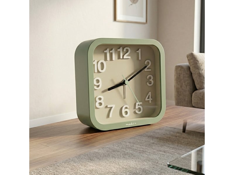 Réveil de table analogique mouvement d'horloge silencieux avec fonction snooze nedis vert CLDK1004GN - Conforama C