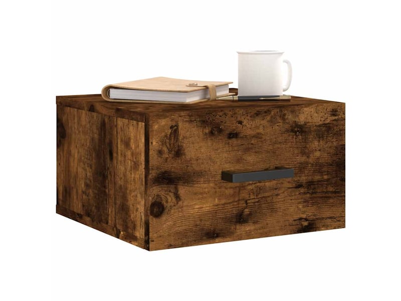  Lot de 2 table de chevet murales, table d'appoint chêne fumé 35x35x20 cm  - Conforama C