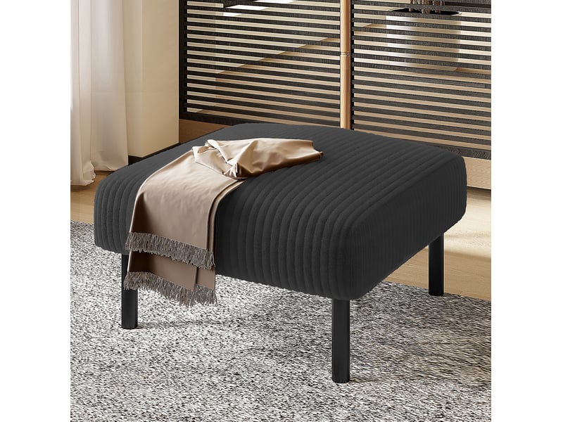  Pied de pouf premium en tissu de velours - hocker super confortable avec cadre métallique - polyvalent comme repose-pieds, tabouret ou table d'appoint - montage rapide et sans outil  - Conforama C