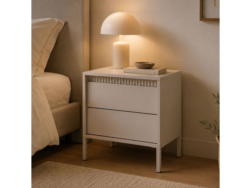  Table de chevet gasalisa, 2 tiroirs, 54x40x56h cm beige Gasalisa - Conforama B