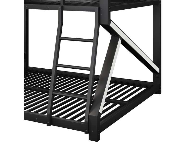 Lit superposé 140x200160x200 cm, lit enfant, échelle, éclairage led, design moderne, construction robuste et durable, métal noir CozyNest - Conforama E