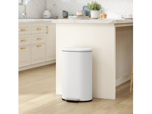Poubelle de cuisine 30 l 36,5x31x61 cm à pédale avec couvercle à fermeture en douceur métal blanc crème