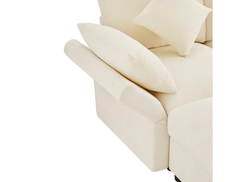  Canapé d'angle en forme de u ,6 places, avec 2 poufs,incluant 4 coussins décoratifs et 2 appuie-têtes,284x156x86,beige  - Conforama E