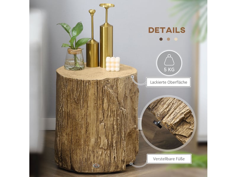 Table basse fixe en béton effet souche avec 4 pieds réglables, surface vernie pour salon et chambre, 37 × 37 × 43 cm - Conforama D