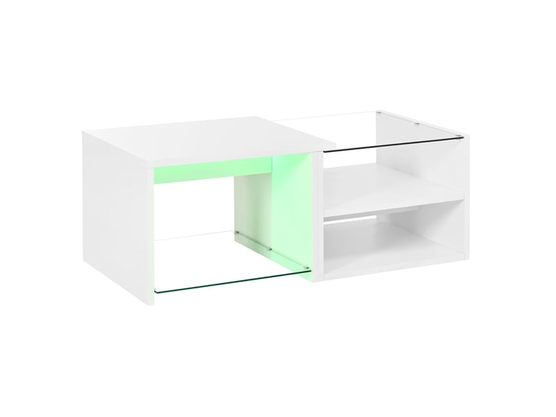 Table basse à led avec rangements ouverts 100x50x38 cm blanche - Conforama E