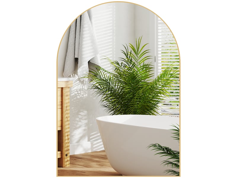  Miroir mural arqué miroir de salle de bain avec cadre en alliage d'aluminium pour chambre salon entrée 50 × 70 cm or  - Conforama A