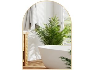 Miroir mural arqué miroir de salle de bain avec cadre en alliage d'aluminium pour chambre salon entrée 50 × 70 cm or