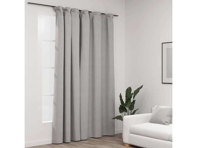  Rideau occultant, rideau black-out d'aspect de lin avec crochets gris 290x245 cm cf43970  - Conforama B