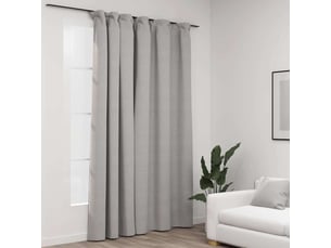 Rideau occultant, rideau black-out d'aspect de lin avec crochets gris 290x245 cm cf43970