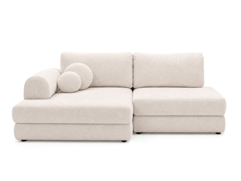 April - canapé d'angle gauche 4 places convertible avec coffre en velours texturé - best mobilier - beige APRIL - Conforama A