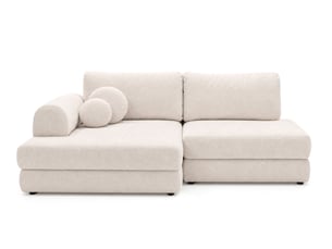 Canapé d'angle gauche convertible BESTMOBILIER APRIL 4 places Velours beige avec coffre de rangement