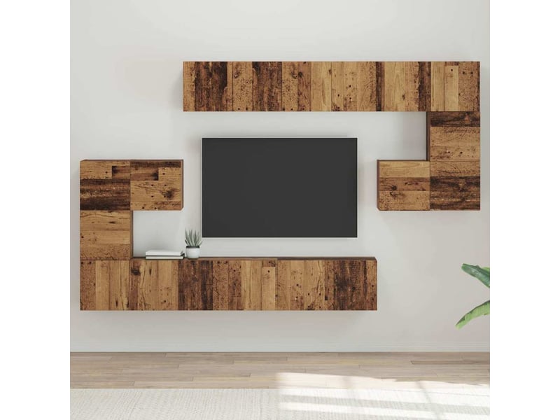 Ensemble meuble tv - banc tv - meuble de rangement 10 pcs bois ancien bois d'ingénierie - Conforama B