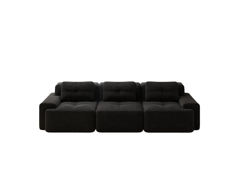  Canapé d'angle, canapé modulable – 3 places, en velours tricoté, sans montage, noir, sans cadre, style cloud  - Conforama W