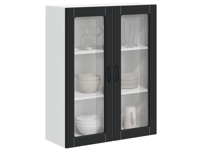  Meuble mural de cuisine, cabinet en verre mural noir 80x31x100cm shl7578  - Conforama C