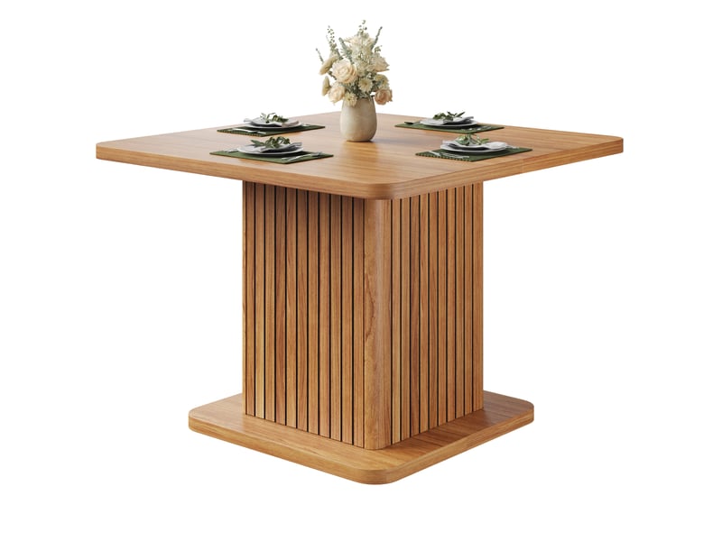  Table à manger carrée avec rangement 80x80x76 cm mdf effet bois foncé  - Conforama R