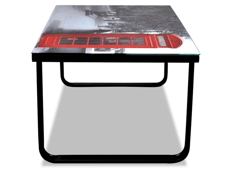  Table basse | table d'appoint salon avec impression de cabine téléphonique dessus verre  - Conforama D