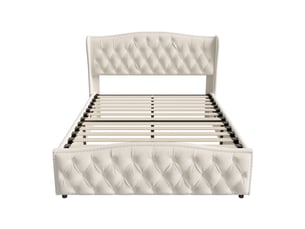 Lit coffre 140x200 cm <strong></strong> <strong></strong> coloris beige