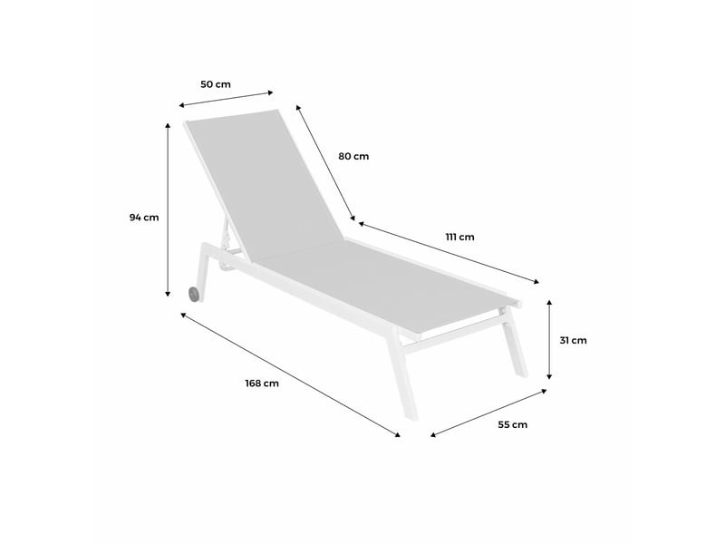 Lot de 2 bains de soleil elsa en aluminium blanc et textilène taupe. Transats multi positions avec roulettes - Conforama E