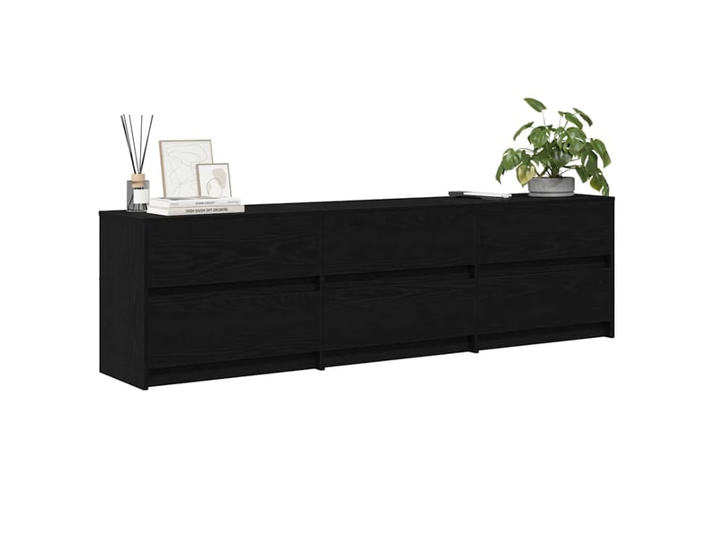  Meuble tv moderne, banc tv 180x34x50 cm chêne noir bois d'ingénierie  - Conforama C