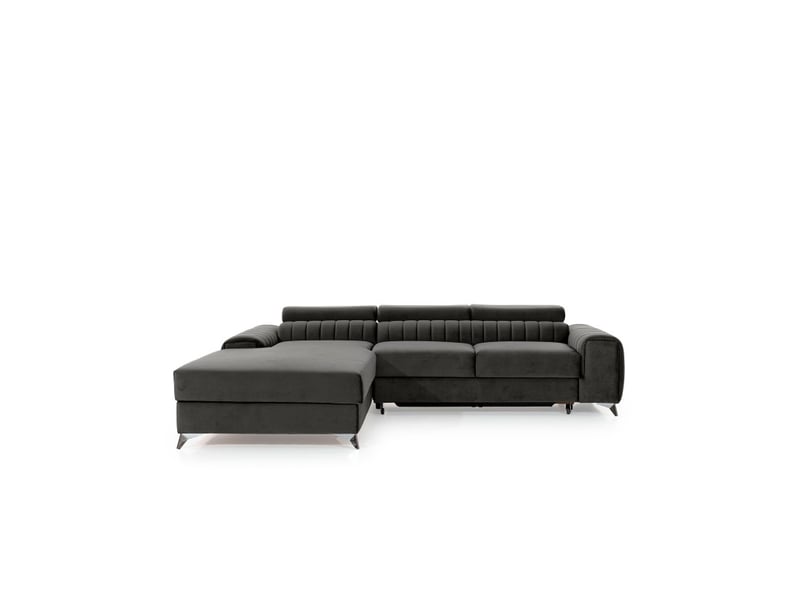  Canapé d'angle gauche gris foncé convertible 3 places jayson grand confort  - Conforama A