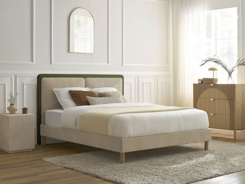  Bobochic lit mara tissu texturé bicolore avec lattes massives vert 140x190 MARA - Conforama E