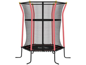 Trampoline pour enfant 1,22 x 1,11 x 1,9 m filet de sécurité porte zippée 6 poteaux rembourrés inclus rouge noir