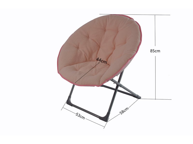  Fauteuil lune pliant,80x80x37 cm,structure métallique,tissu,rose  - Conforama C