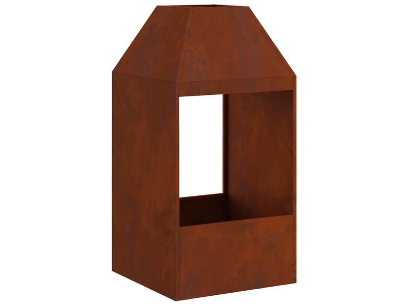 Brasero exterieur, foyer camping rouillé 50x50x100 cm acier patiné shl95426 - Conforama A
