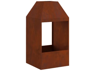 Brasero exterieur, foyer camping rouillé 50x50x100 cm acier patiné shl95426