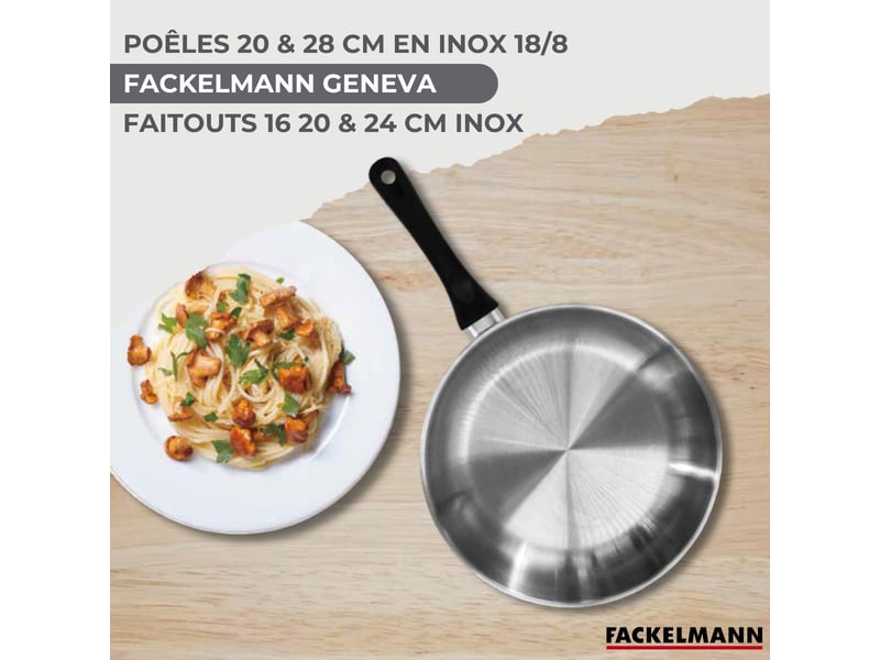 Lot 2 poêles 2028cm fackelmann geneva et 3 faitouts 162024cm avec 5 ustensiles fackelmann 9219250B - Conforama B